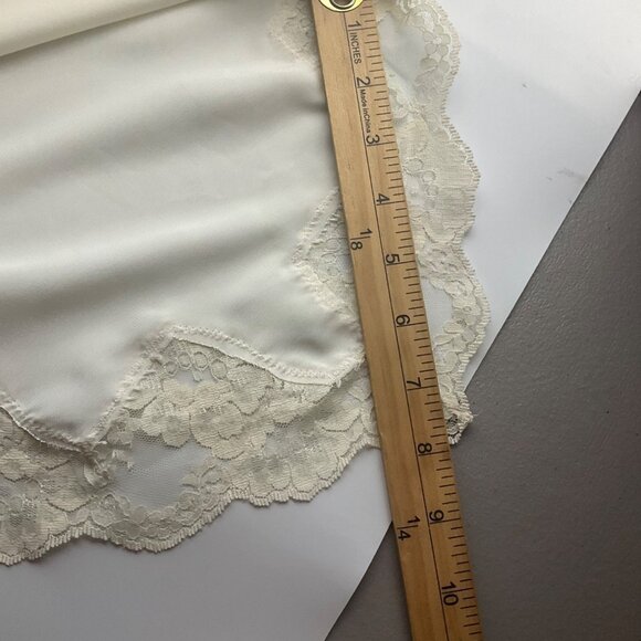 VTG Fantasies By Morgan Taylor Cream Half Slip Mini Dress Satin Lace Coquette - Picture 9 of 12